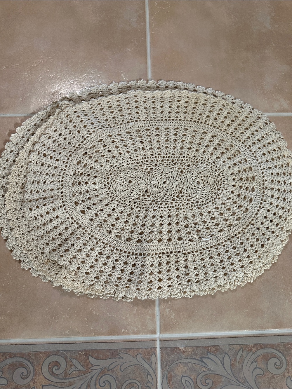 4 Handmade Crochet Table Doilies in Cream - Decorative Home Accent